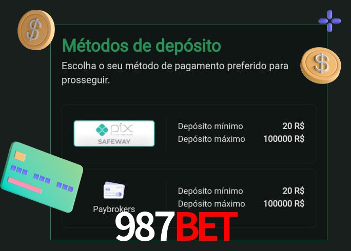 O cassino 987Bet oferece uma grande variedade de métodos de pagamento